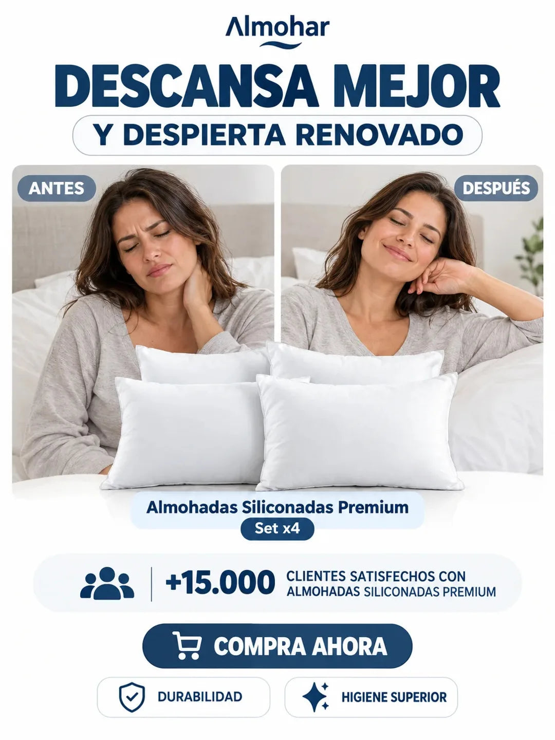 Almohadas Siliconadas Premium — Set x4